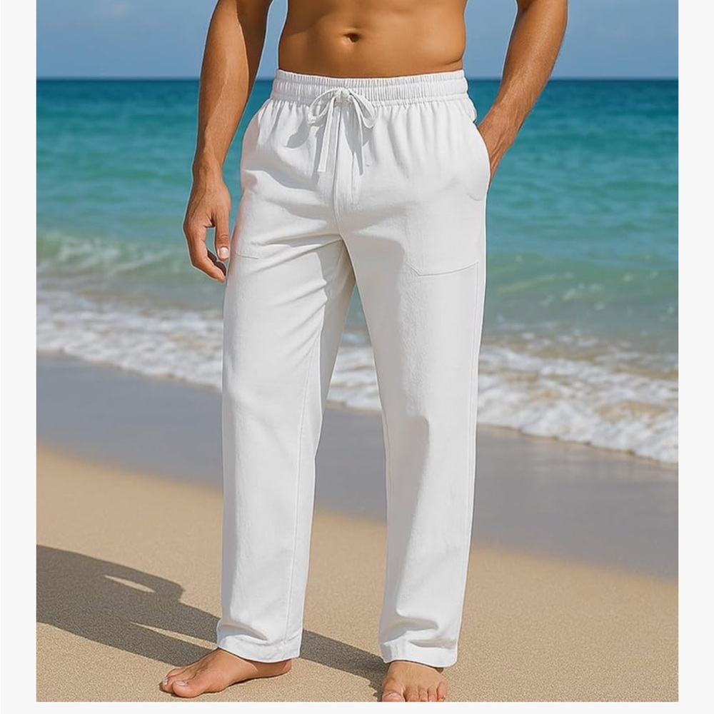 Men's White Beach Pants XL